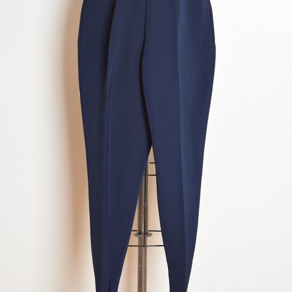 vintage 70s snow ski pants navy blue high waisted stirrup leggings EDELWEISS XS - Picture 2 of 7